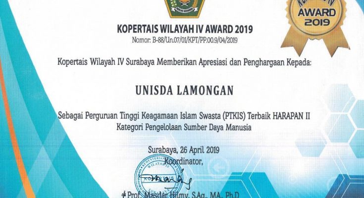 UNISDA Raih Penghargaan Kopertais Award